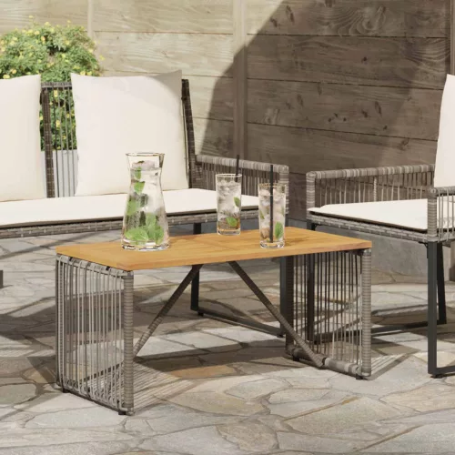 Kültéri Asztal Szürke és Barna 80 x 40 x 40 cm polirattan