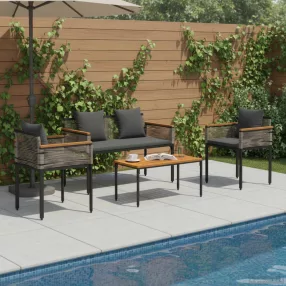   vidaXL Kültéri Bútor Szett 4 pcs Szürke és sötétszürke PE Rattan