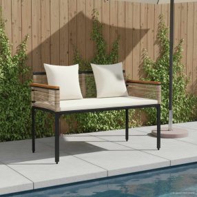   vidaXL Kerti pad Beige és Krémszínű 117 x 54 x 74.5 cm polirattan