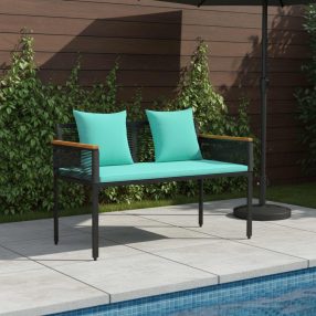   vidaXL Kerti pad Fekete és Türkiz 117 x 54 x 74.5 cm polirattan