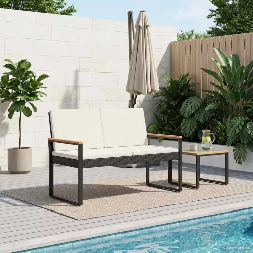 Kerti pad 2 -Seater 107 x 61 x 80 cm polirattan Négyszögletes