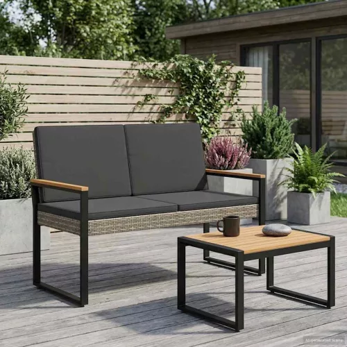 Kerti pad 2 -Seater 107 x 61 x 80 cm polirattan Négyszögletes