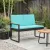 vidaXL Kerti pad párnával Fekete és Türkiz 107 x 61 x 80 cm polirattan