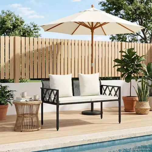 Kültéri padok 2 -Seater 116 x 56 x 75 cm polirattan