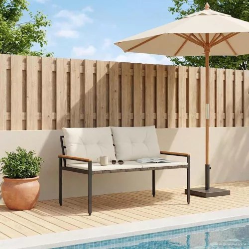 Kerti pad 2 -Seater 116 x 67,5 x 72 cm polirattan Krémfehér