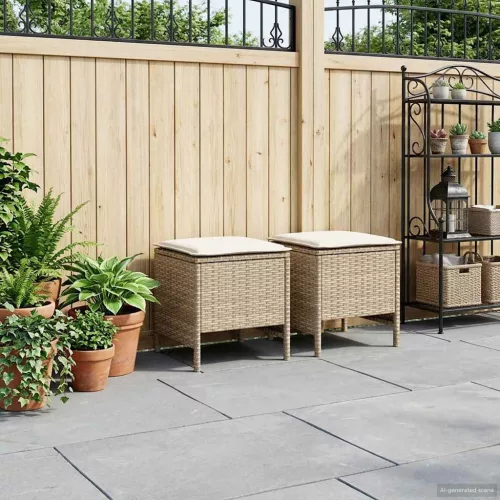 vidaXL Kerti lábtartó 2 Darab Beige és krém 38 x 38 x 45 cm PE Rattan