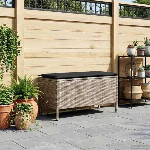 vidaXL Kerti lábtartó Szürke és sötétszürke 80 x 38 x 45 cm PE Rattan