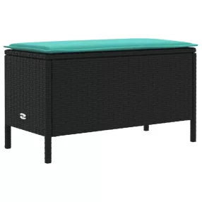   vidaXL Kerti lábtartó Fekete és Türkiz 80 x 38 x 42 cm PE Rattan