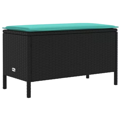 vidaXL Kerti lábtartó Fekete és Türkiz 80 x 38 x 42 cm PE Rattan