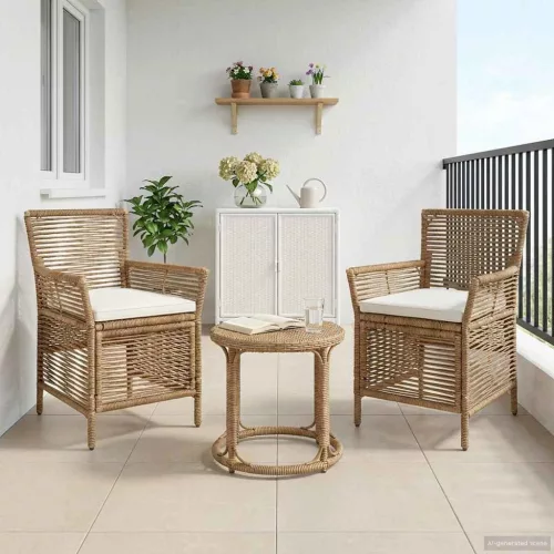 Kültéri szék 2 db Beige és krém polirattan