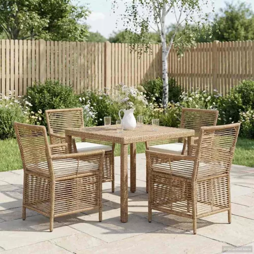 vidaXL Kültéri szék párnával 4 pcs Beige és krém polirattan