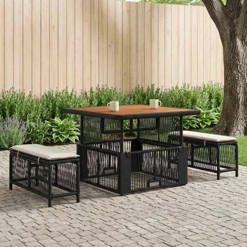 vidaXL Kert étkező szett párnával 3 pcs Beige és krém polirattan