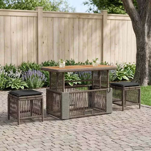 vidaXL Kert étkező szett 4 pcs Szürke és sötétszürke polirattan