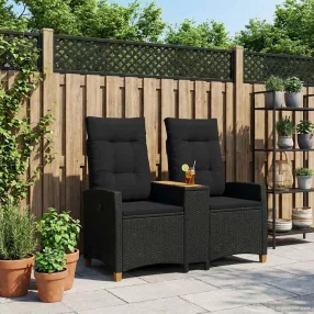   Dönthető pad asztallal 2 -Seater 126 x 65 x 112 cm polirattan