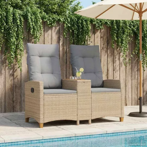 vidaXL Dönthető pad asztallal Beige és Világosszürke 126 x 65 x 112 cm