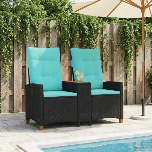 vidaXL Dönthető pad asztallal Fekete és Türkiz 126 x 65 x 112 cm
