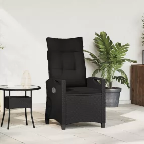 Fekvő Kerti Szék Fekete 56 x 60 x 112 cm polirattan