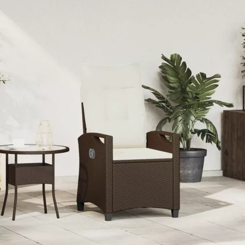 vidaXL Fekvő Kerti Szék Barna és Krém 56 x 60 x 112 cm polirattan