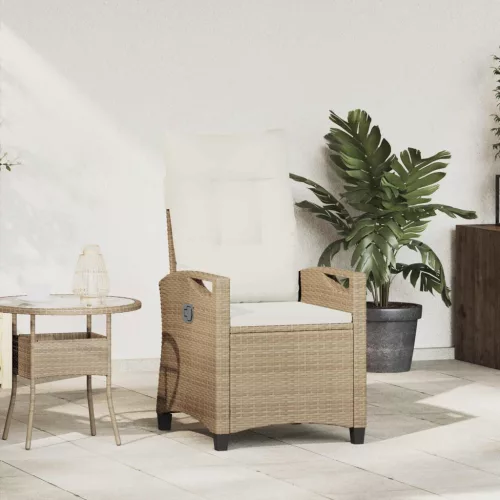 vidaXL Fekvő Kerti Szék Beige és krém 56 x 60 x 112 cm polirattan