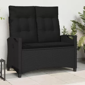   Kerti pad párnával Fekete 105 x 60 x 112 cm Acél és poliészter