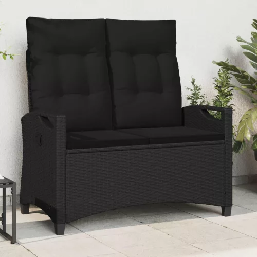 Kerti pad párnával Fekete 105 x 60 x 112 cm Acél és poliészter