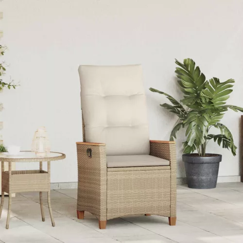vidaXL Fekvő Kerti Szék Beige és krém 64 x 57,5 x 112 cm polirattan