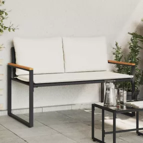   Pad párnával Fekete és krémfehér 115 x 65 x 72 cm Rattan