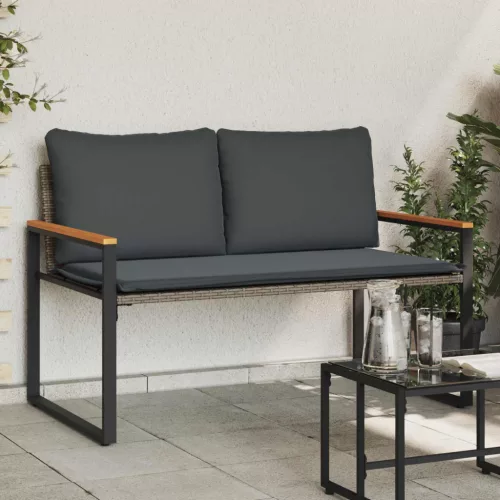 Pad párnával Szürke és sötétszürke 115 x 65 x 72 cm Rattan