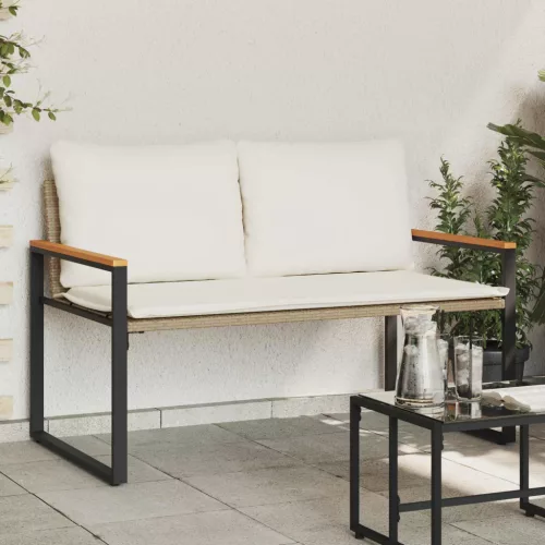 Pad párnával Beige és Krémszínű 115 x 65 x 72 cm Rattan