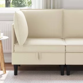 Sarok Sofa tárolóval Krémszínű 70 x 70 x 82 cm Bársony