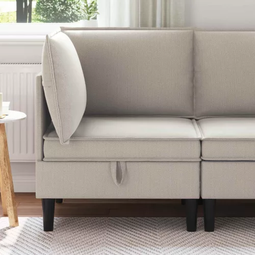 Sarok Sofa tárolóval Zabpehely 70 x 70 x 82 cm Bársony