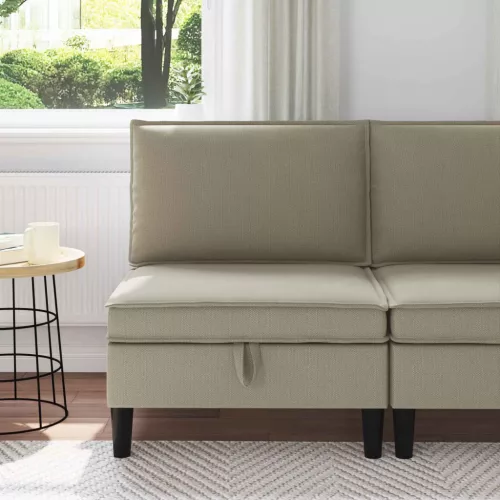 Középső Sofa tárolóval Homokszín 70 x 70 x 82 cm Bársony