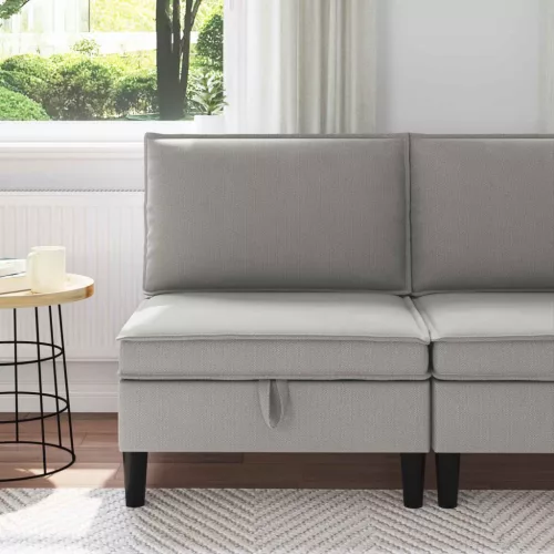 Középső Sofa tárolóval Világosszürke 70 x 70 x 82 cm Bársony
