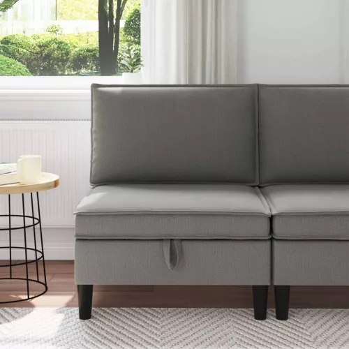 Középső Sofa tárolóval Sötétszürke 70 x 70 x 82 cm Bársony