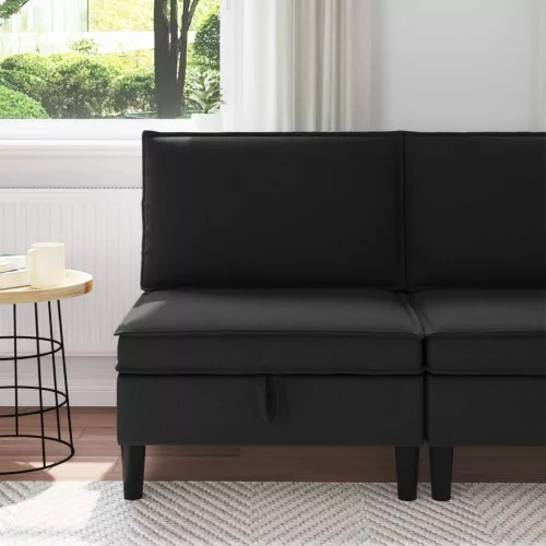 Középső Sofa tárolóval Fekete 70 x 70 x 82 cm Bársony
