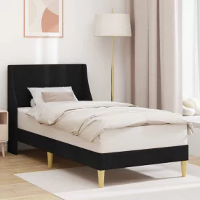   vidaXL Ágykeret Egyszínű fejtámlával Fekete 100 x 200 cm szövet