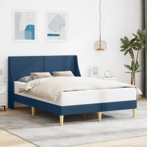   vidaXL Ágykeret Egyszínű fejtámlával Kék 120 x 190 cm szövet