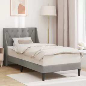   vidaXL Ágykeret fejtámlával Világosszürke 90 x 190 cm Bársony