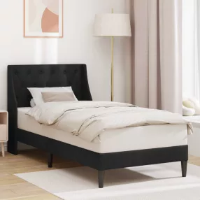 vidaXL Ágykeret fejtámlával Fekete 90 x 190 cm Bársony