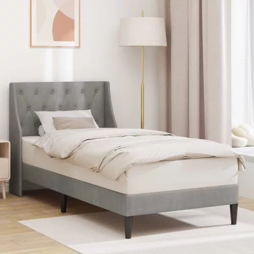vidaXL Ágykeret fejtámlával Világosszürke 100 x 200 cm Bársony