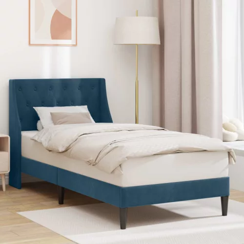 vidaXL Ágykeret fejtámlával Kék 100 x 200 cm Bársony