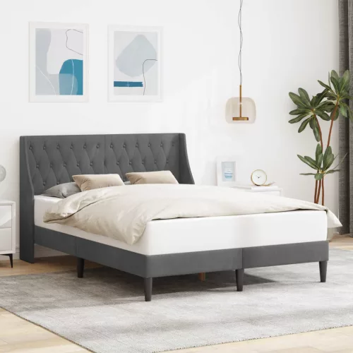 vidaXL Ágykeret fejtámlával Sötétszürke 120 x 190 cm Bársony
