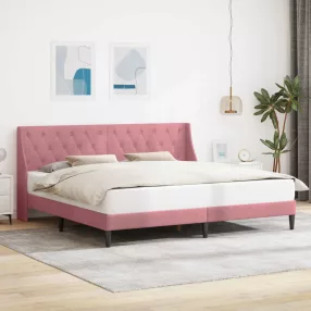   vidaXL Ágykeret fejtámlával Rózsaszín 180 x 200 cm Bársony