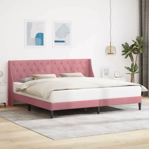 vidaXL Ágykeret fejtámlával Rózsaszín 180 x 200 cm Bársony