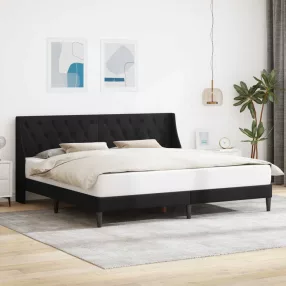 vidaXL Ágykeret fejtámlával Fekete 180 x 200 cm Bársony