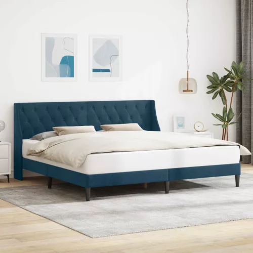 vidaXL Ágykeret fejtámlával Kék 180 x 200 cm Bársony
