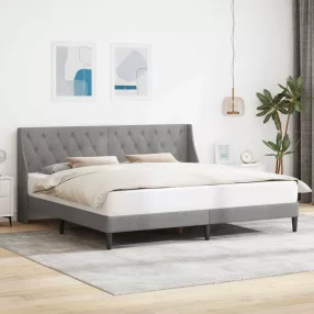   vidaXL Ágykeret fejtámlával Világosszürke 200 x 200 cm Bársony