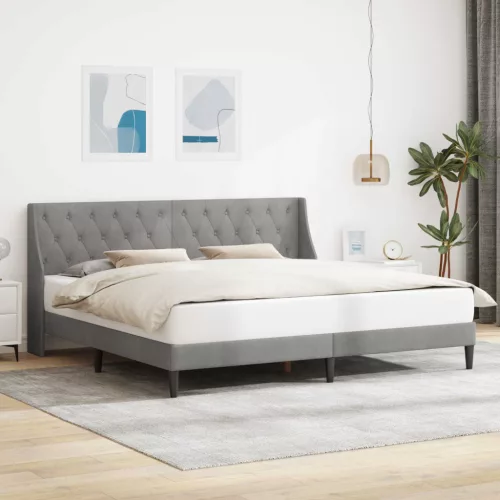 vidaXL Ágykeret fejtámlával Világosszürke 200 x 200 cm Bársony