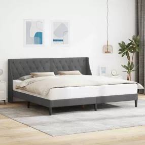  vidaXL Ágykeret fejtámlával Sötétszürke 200 x 200 cm Bársony