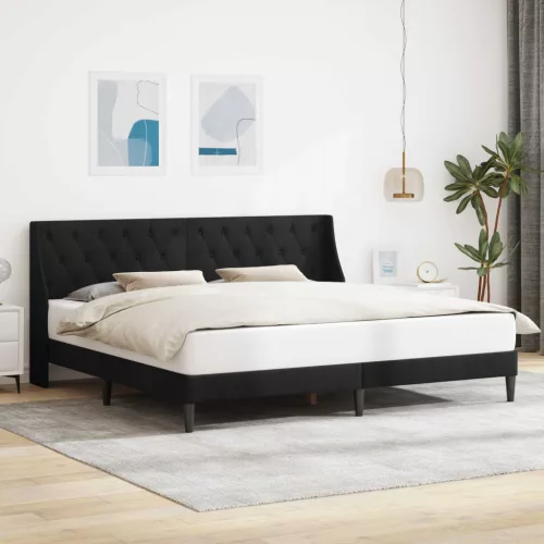 vidaXL Ágykeret fejtámlával Fekete 200 x 200 cm Bársony